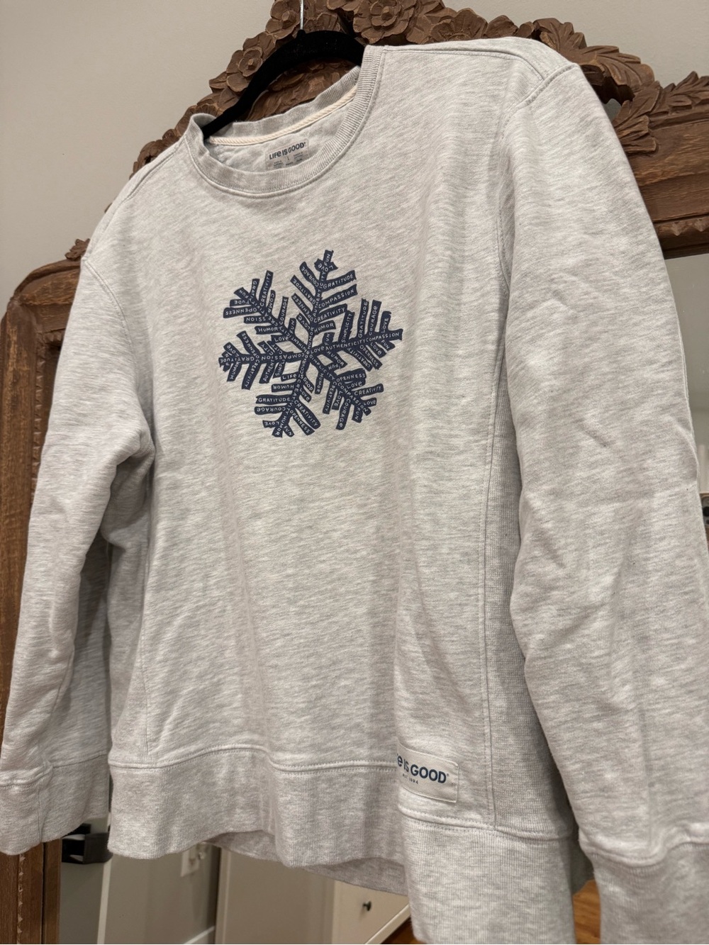 Life is Good Snowflake Crewneck- large
